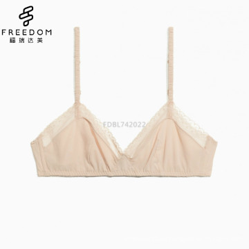 Sujetador transparente súper cómodo sexy hot women imagen de sujetador bralette inalámbrico triamgle decorado con encaje